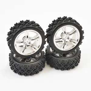 Fastrax 1/10th Touring Wheel/ Rally Block 5-Spoke Chrome (4)