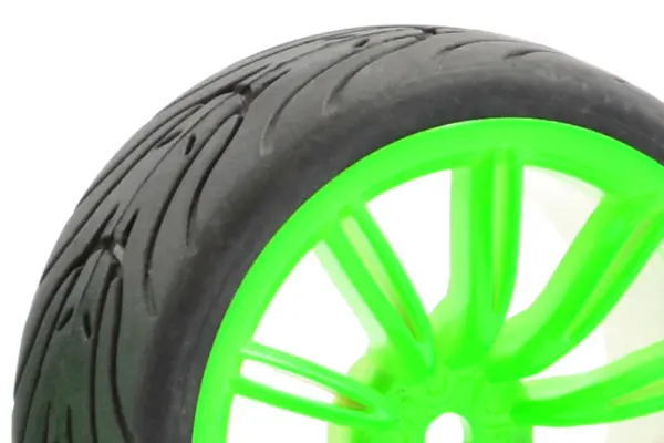 Fastrax 1/10 Street/Tread Tyre 20sp Green Wheel