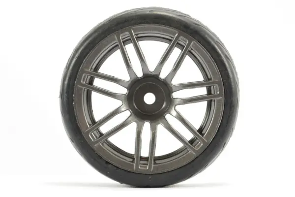 Fastrax 1/10 Street/Tread Tyre 14sp Gun Metal Wheel