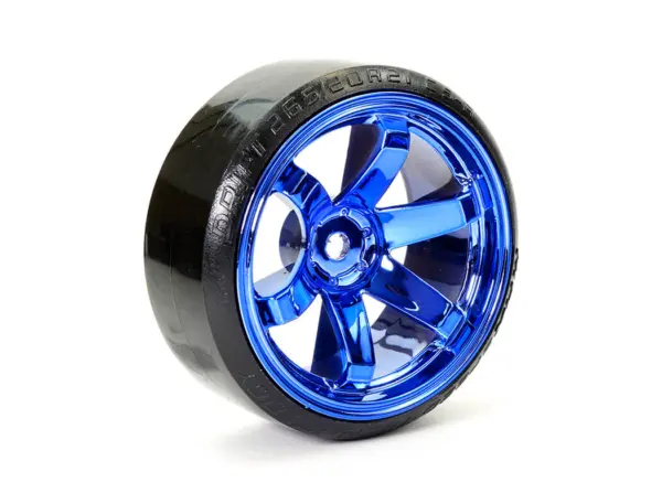 Fastrax 1/10 Street/Drift Tyre 6-Spoke Wheel (6mm Offset) - Blue Chrome