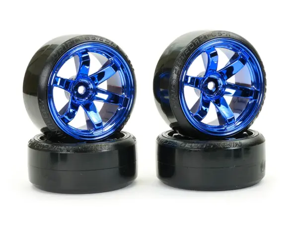 Fastrax 1/10 Street/Drift Tyre 6-Spoke Wheel (6mm Offset) - Blue Chrome