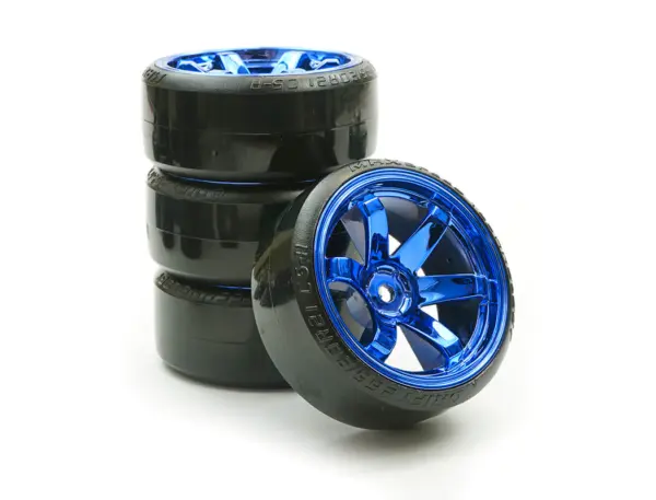Fastrax 1/10 Street/Drift Tyre 6-Spoke Wheel (6mm Offset) - Blue Chrome