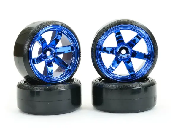 Fastrax 1/10 Street/Drift Tyre 6-Spoke Wheel (6mm Offset) - Blue Chrome