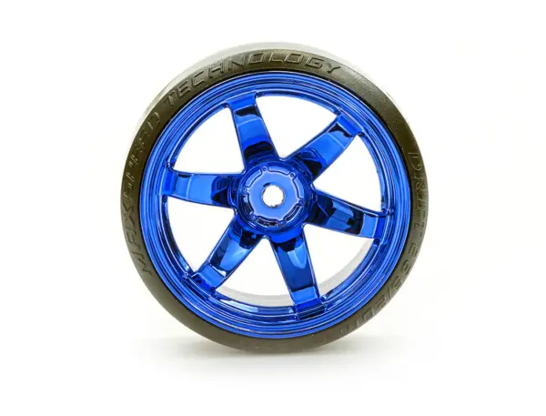 Fastrax 1/10 Street/Drift Tyre 6-Spoke Wheel (6mm Offset) - Blue Chrome