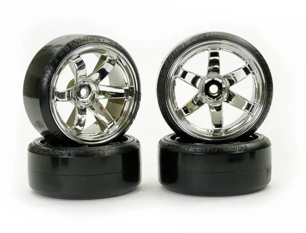 Fastrax 1/10 Street/Drift Tyre 6-Spoke Wheel (6mm Offset) - Chrome