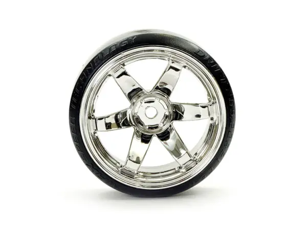 Fastrax 1/10 Street/Drift Tyre 6-Spoke Wheel (6mm Offset) - Chrome