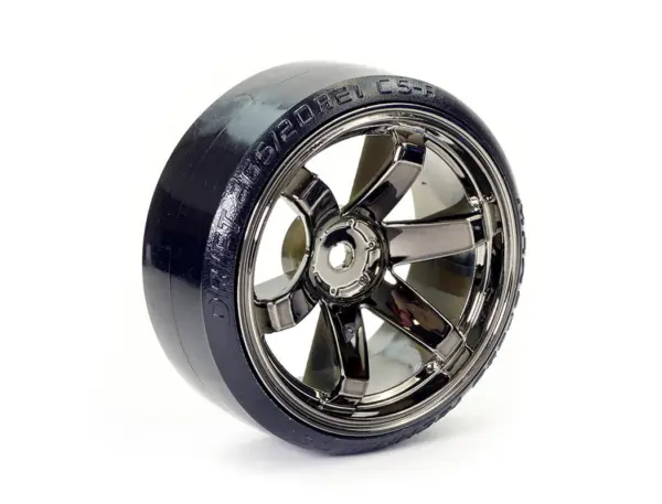 Fastrax 1/10 Street/Drift Tyre 6-Spoke Wheel (6mm Offset) - Grey Chrome