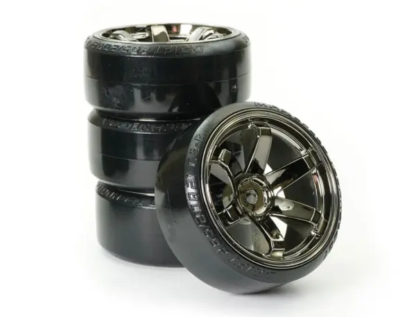 Fastrax 1/10 Street/Drift Tyre 6-Spoke Wheel (6mm Offset) - Grey Chrome