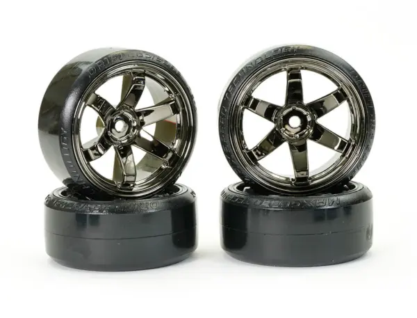 Fastrax 1/10 Street/Drift Tyre 6-Spoke Wheel (6mm Offset) - Grey Chrome