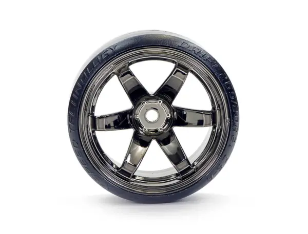 Fastrax 1/10 Street/Drift Tyre 6-Spoke Wheel (6mm Offset) - Grey Chrome