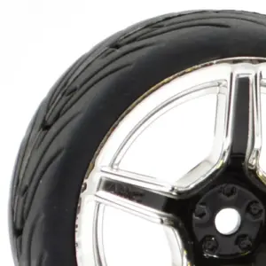 Fastrax 1/10 Street/Tread Tyre 5sp Black/Chrome Wheel