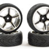 Fastrax 1/10 Street/Tread Tyre 5sp Black/Chrome Wheel - Image 2