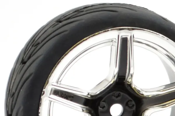 Fastrax 1/10 Street/Tread Tyre 5sp Black/Chrome Wheel