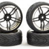 Fastrax 1/10 Street/Tread Tyre 10sp Black/Chrome Wheel - Image 2