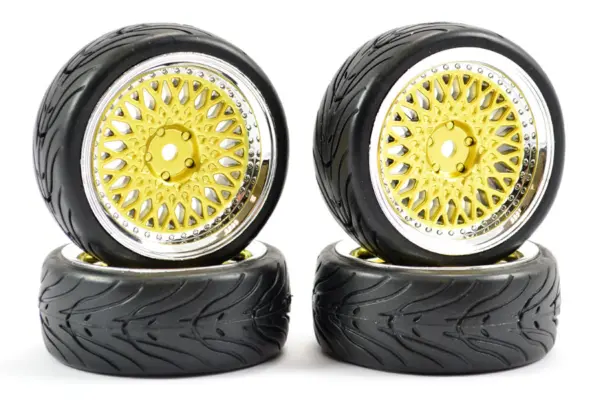 Fastrax 1/10 Street/Tread Tyre Classic Gold/Chrome Wheel