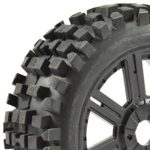 Fastrax 1/8 Rock Block Mounted on 8-Spoke Black (Pr)