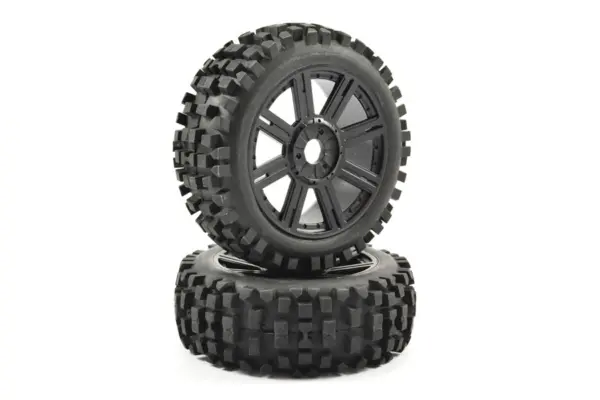 Fastrax 1/8 Rock Block Mounted on 8-Spoke Black (Pr)