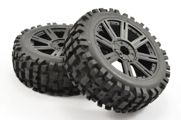 Fastrax 1/8 Rock Block Mounted on 8-Spoke Black (Pr)