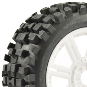 Fastrax 1/8 Rock Block Mounted on 8-Spoke White (Pr)