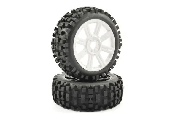 Fastrax 1/8 Rock Block Mounted on 8-Spoke White (Pr)