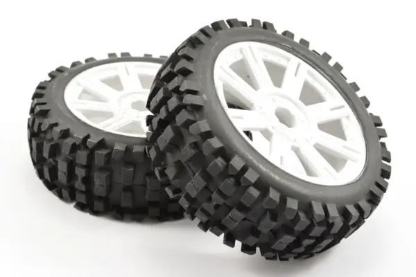 Fastrax 1/8 Rock Block Mounted on 8-Spoke White (Pr)