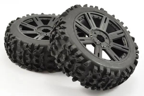 Fastrax 1/8 Maze Block Mounted on 8-Spoke Black (Pr)