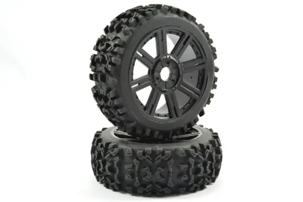 Fastrax 1/8 Maze Block Mounted on 8-Spoke Black (Pr)
