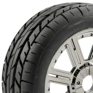 Fastrax 1/8 Eagle Tread Mounted on 8-Spoke Black Chrome (Pr)