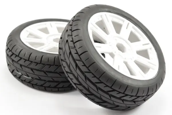 Fastrax 1/8 Eagle Tread Mounted on 8-Spoke White (Pr)