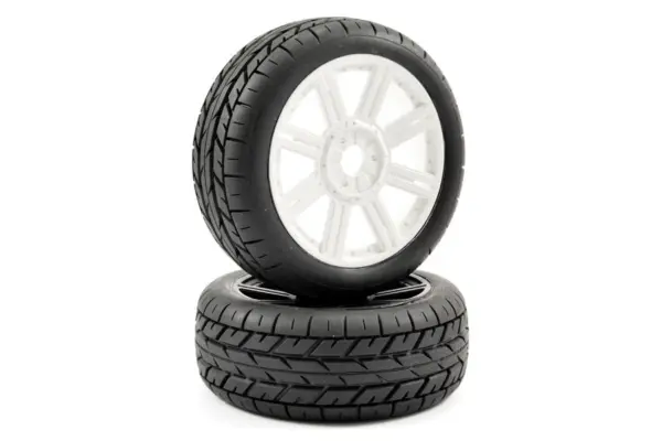 Fastrax 1/8 Eagle Tread Mounted on 8-Spoke White (Pr)