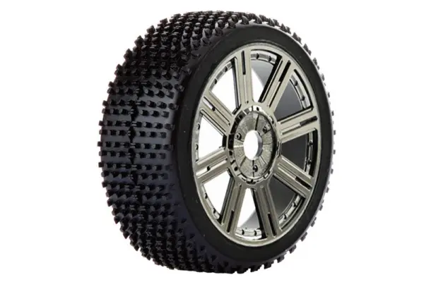 Fastrax 1/8 Cuboid Mounted on 8-Spoke Black Chrome (Pr)