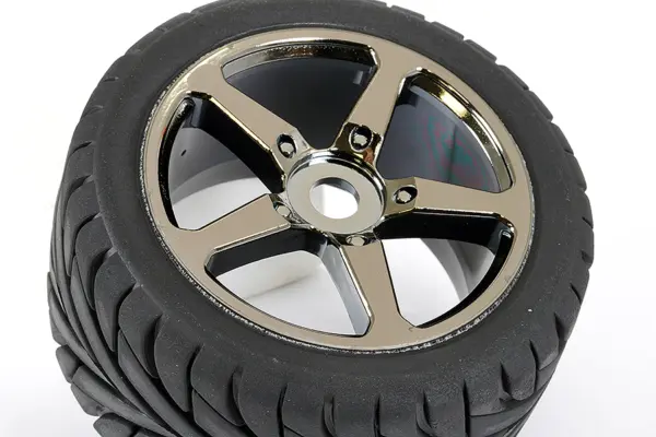 Fastrax 1/8 Truggy Eagle MTD 5-Spoke Bk Chrome 0 Offset(pr)