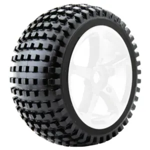 Fastrax 1/8 Truggy Rock MTD on 5-Spoke White 0 Offset(pr)