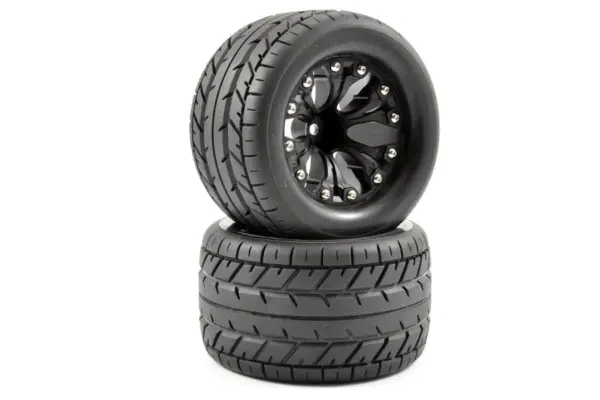 Fastrax 1:10 Mt Eagle Mounted 6-Spoke Black 1/2 Offset (Pr)