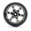 Fastrax 1/10 (4) Drift D1 Tyre W/3mm 6-Spoke Wheel- Bk Chrome - Image 3