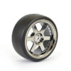 Fastrax 1/10 (4) Drift D1 Tyre W/3mm 6-Spoke Wheel- Bk Chrome - Image 4