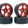Fastrax 1/10 (4) Drift D1 Tyre W/3mm 5-Spoke Wheel- Met Red - Image 2