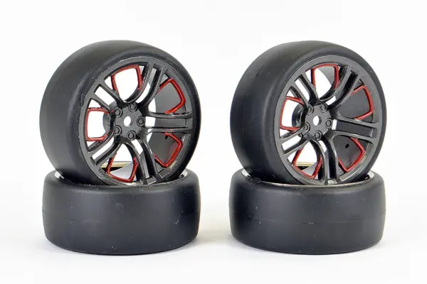 Fastrax 1/10 (4) Drift D1 Tyre W/3mm 10-Spoke Wheel- Graphite