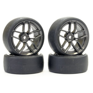 Fastrax 1/10 (4) Drift D1 Tyre W/3mm 10-Spoke Wheel- Graphite