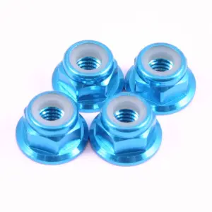 Fastrax M4 Blue Flanged Locknuts 4pcs