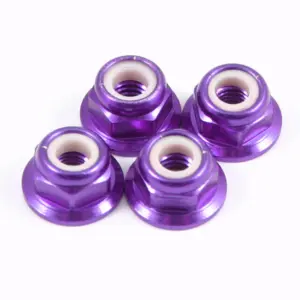 Fastrax M4 Purple Flanged Locknuts (4pcs)