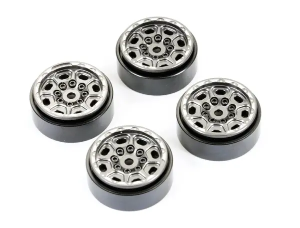 Fastrax TRX-4m CNC Titanium Beadlock Wheels (4) Fits Scx24 / FTX Mini Outback