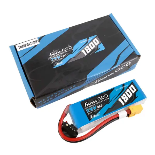 Gensace Soaring LiPo 2S 7.4V-1800-45C(XT60) 90x30x17mm 111g G-Tech