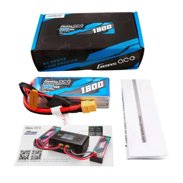Gensace Soaring Lipo 3s 11.1v-1800-45c(xt60) 92x31x25mm 153g G-Tech