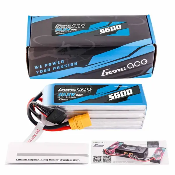 Gensace LiPo 6S 22.2V-5600-80C (XT90) 149x50.5x52mm 865g GT