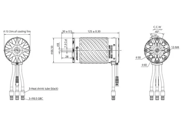 Hobbywing Ezrun 70125sd 560kv V1 Motor (Black)