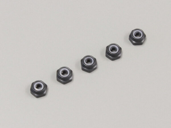 Ecrous Nylstop Alu Gunmetal m2.6x3.0mm (5) Kyosho