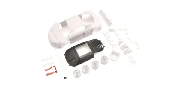 Bodyshell Audi R8 LMS Night-R Mini-Z + 2WD Rims (White Body)