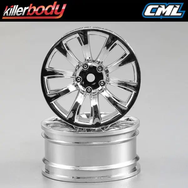 Killerbody Wheel 3mm Offset Chrome 10-Spoke 1/10 Tc (4)