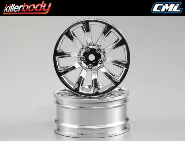 Killerbody Wheel 3mm Offset Chrome 10-Spoke 1/10 Tc (4)
